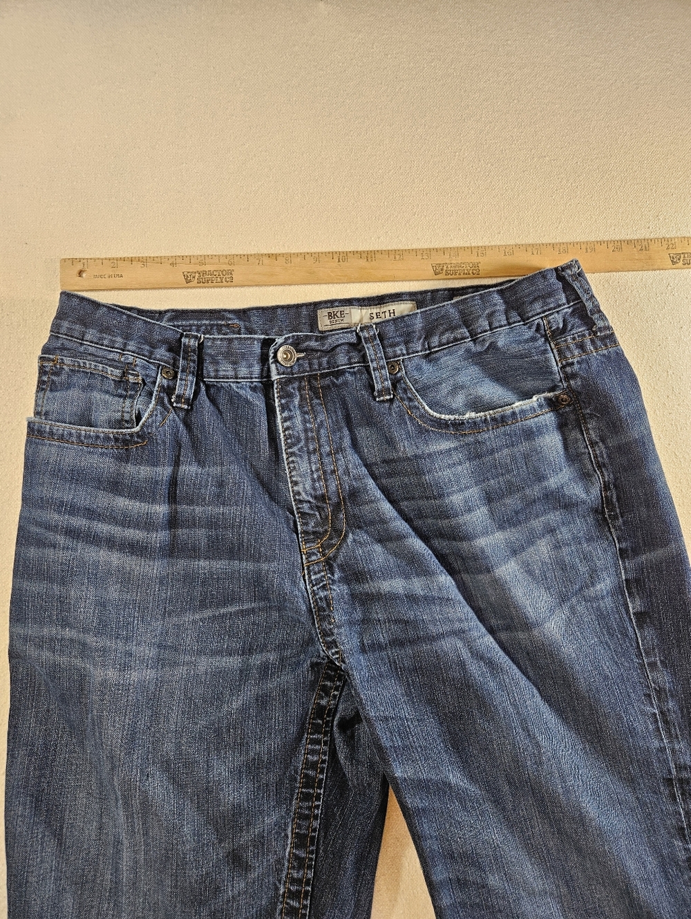 BKE Seth Jeans Mens 38R Blue Denim Loose Straight Medium Wash - Picture 6 of 7